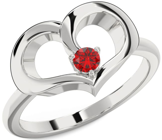 Ruby Platinum Heart Promise Ring