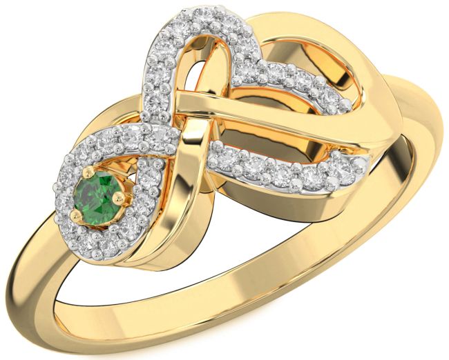 Diamond Emerald Gold Silver Heart Infinity Knot Ring