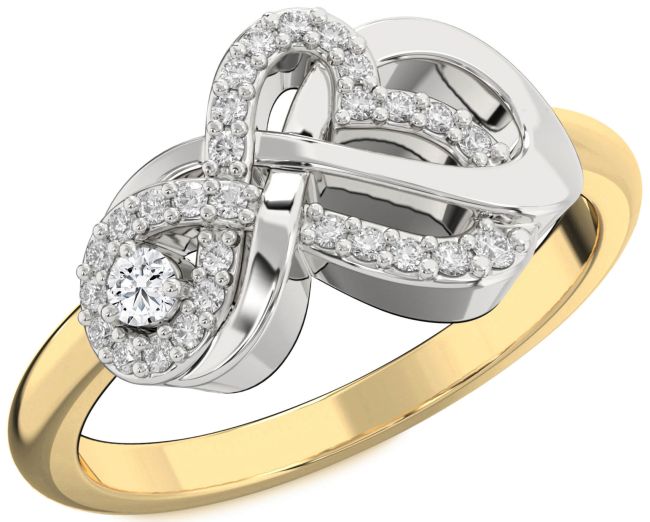 Diamond Gold Silver Heart Infinity Knot Ring