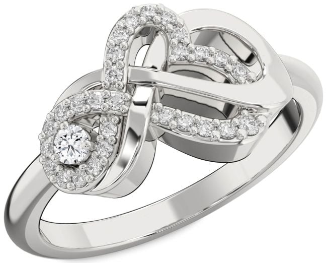 Diamond Platinum Heart Infinity Knot Ring