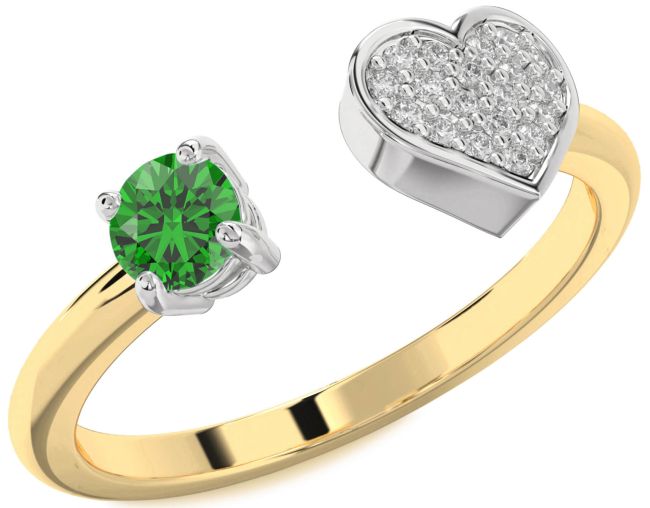 Diamond Emerald Gold Silver Heart Promise Ring