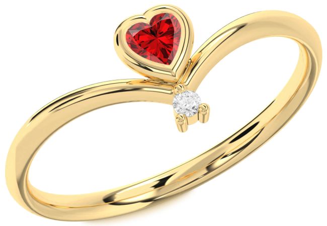 Diamond Ruby Gold Silver Heart Promise Ring