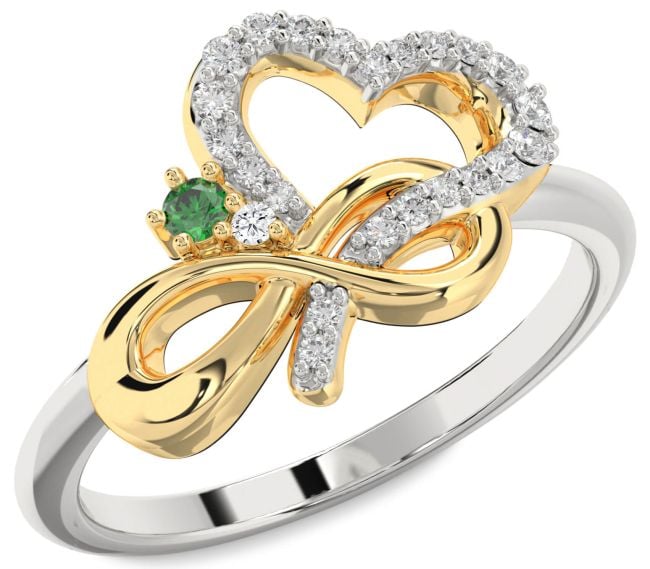Diamond Emerald Gold Silver Heart Infinity Promise Ring