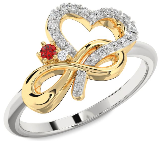 Diamond Ruby Gold Silver Heart Infinity Promise Ring