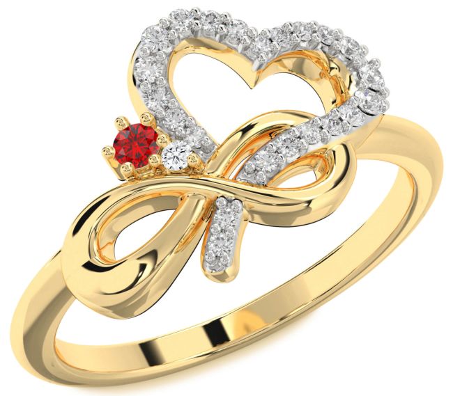 Diamond Ruby Gold Heart Infinity Promise Ring