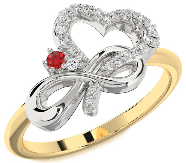 Diamond Ruby Gold Silver Heart Infinity Promise Ring