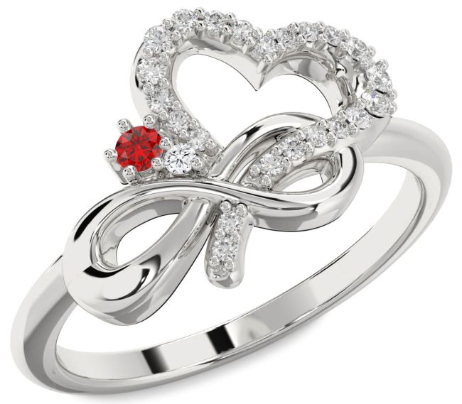 Diamond Ruby Platinum Heart Infinity Promise Ring