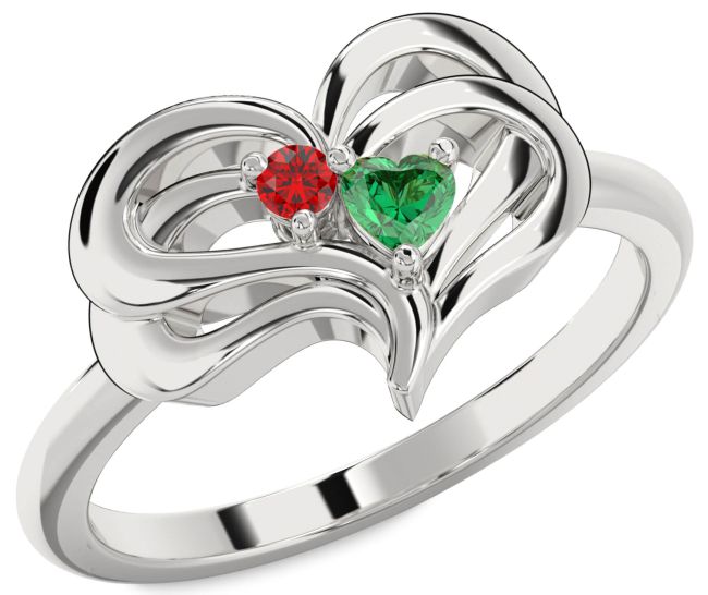 Platinum Heart Two Stone Promise Ring