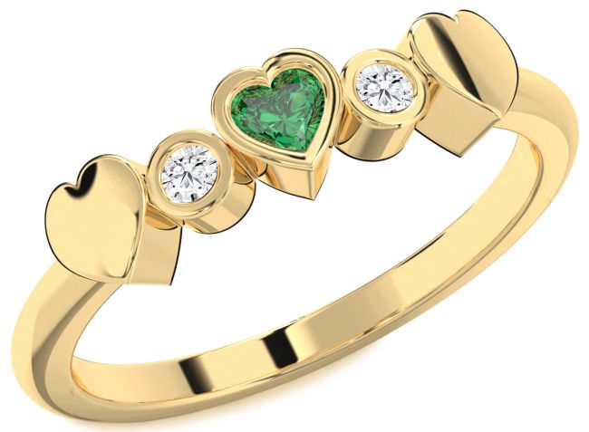 Diamond Emerald Gold Silver Heart Promise Ring