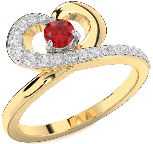 Diamond Ruby Gold Silver Heart Promise Ring