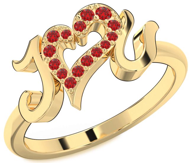 Ruby Gold I Love You Heart Ring