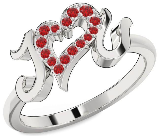Ruby Silver I Love You Heart Ring