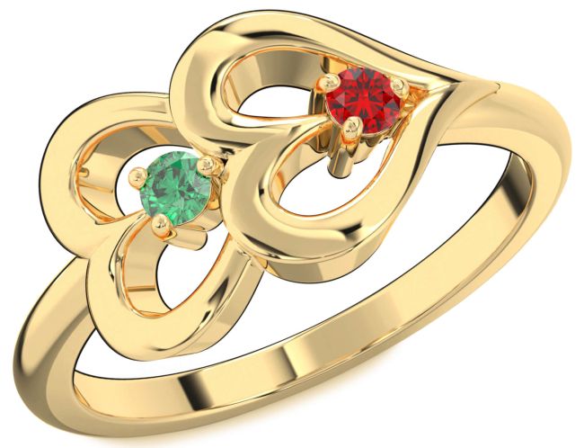Gold Heart Two Stone Promise Ring