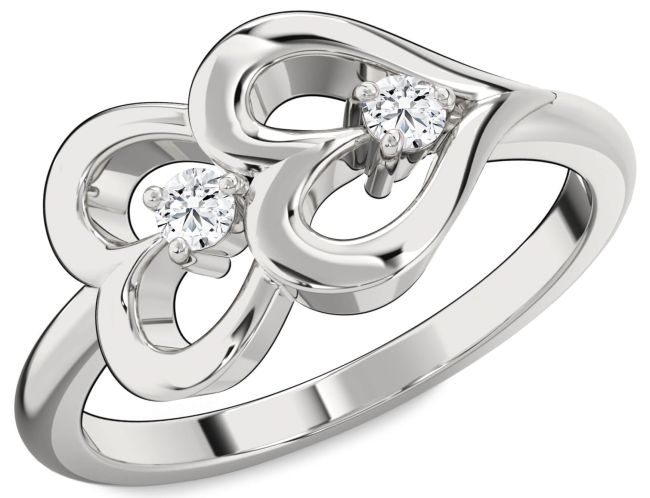 Lab Diamond Platinum Heart Two Stone Ring