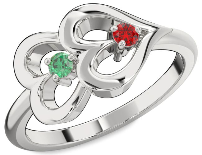 Platinum Heart Two Stone Promise Ring