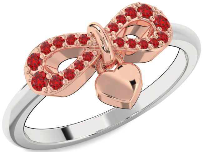 Ruby Platinum & Rose Gold Infinity Heart Lock Ring