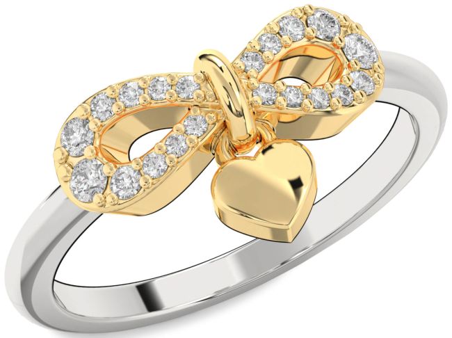 Diamond Gold Silver Infinity Heart Lock Ring