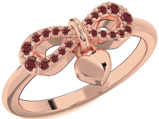 Garnet Rose Gold Infinity Heart Lock Ring