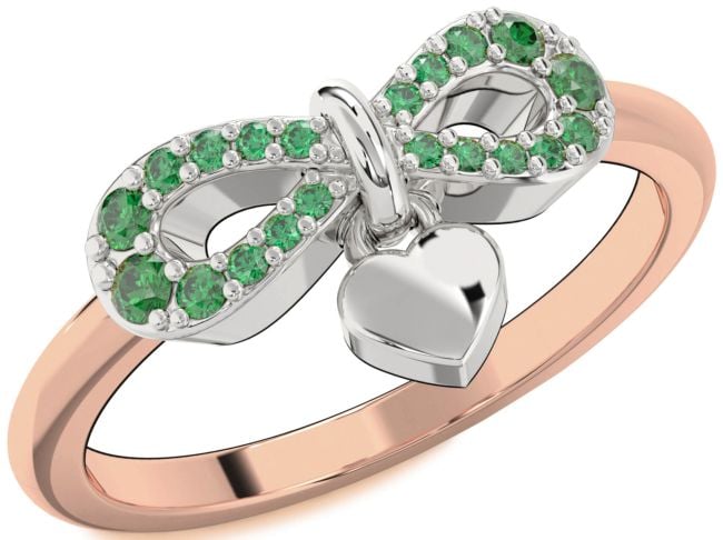 Emerald Platinum & Rose Gold Infinity Heart Lock Ring