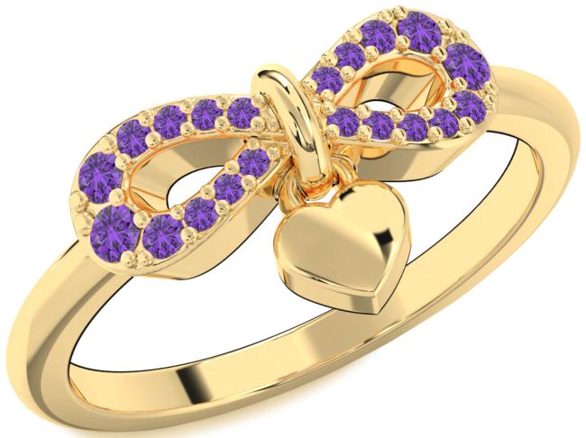 Amethyst Gold Infinity Heart Lock Ring