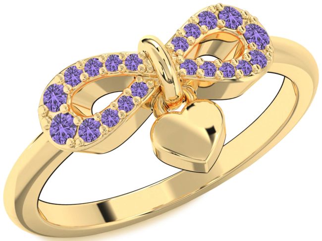 Alexandrite Gold Infinity Heart Lock Ring