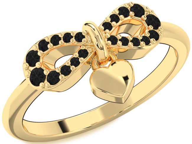 Black Diamond Gold Infinity Heart Lock Ring