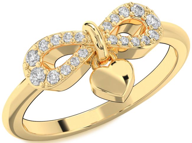 Diamond Gold Infinity Heart Lock Ring