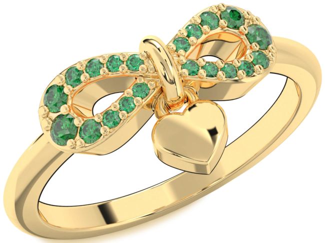 Emerald Gold Infinity Heart Lock Ring