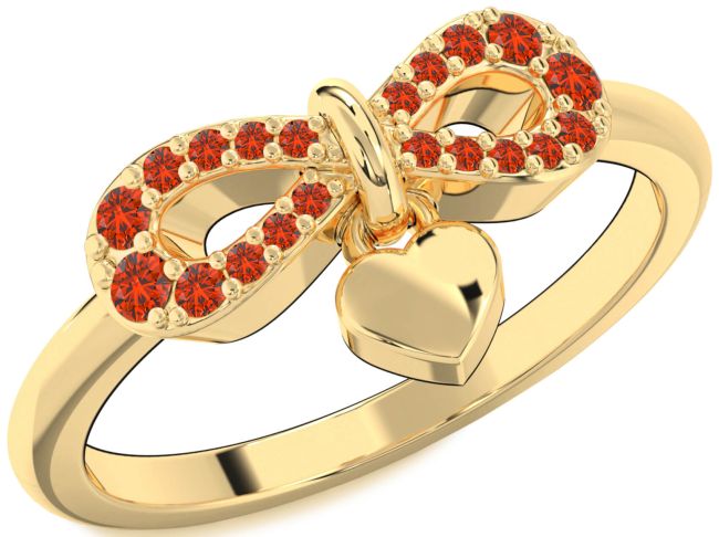 Fire Opal Gold Infinity Heart Lock Ring
