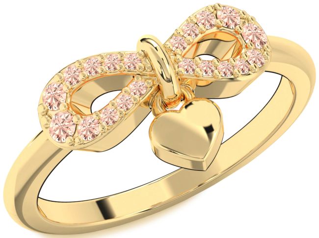 Morganite Gold Infinity Heart Lock Ring