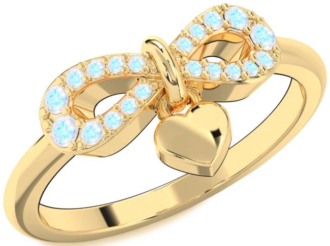 Moonstone Gold Silver Infinity Heart Lock Ring