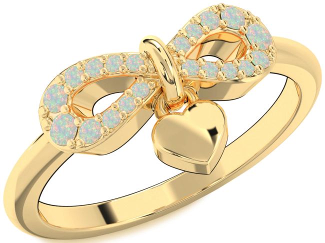 Opal Gold Infinity Heart Lock Ring