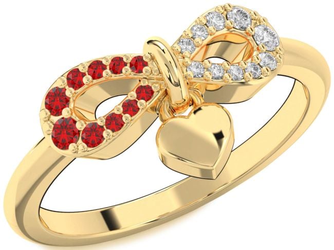 Diamond & Ruby Gold Silver Infinity Heart Lock Promise Ring