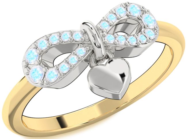 Moonstone Gold Silver Infinity Heart Lock Ring