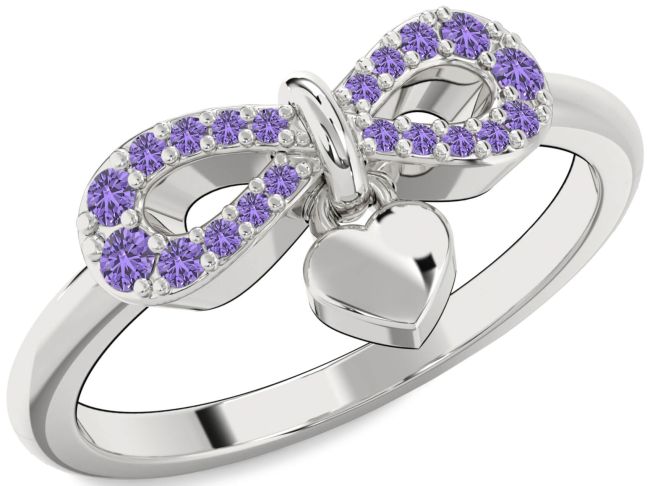 Alexandrite Platinum Infinity Heart Lock Ring