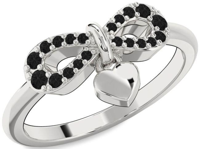 Black Diamond Silver Infinity Heart Lock Ring