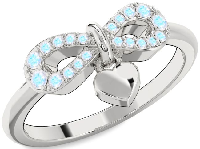 Moonstone White Gold Infinity Heart Lock Ring