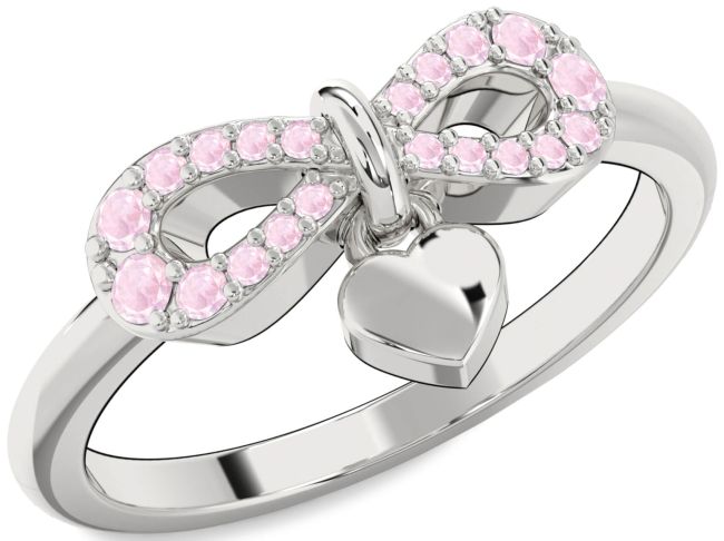 Rose Quartz Silver Infinity Heart Lock Ring