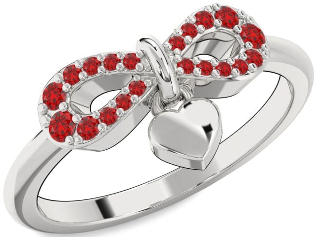 Ruby White Gold Infinity Heart Lock Ring