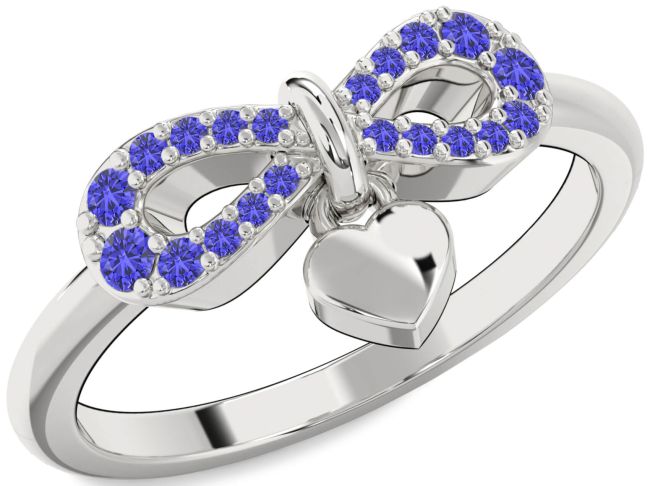 Tanzanite Silver Infinity Heart Lock Ring