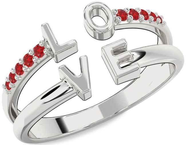 Ruby Platinum Love Round Ring