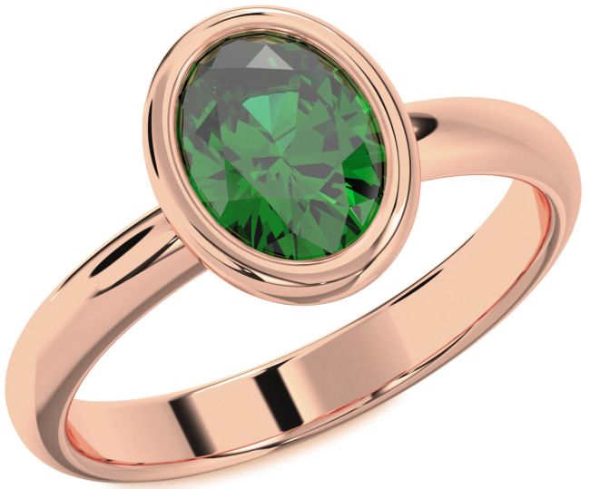 Emerald Rose Gold Oval Solitaire Engagement Ring