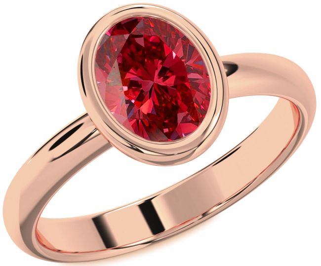 Ruby Rose Gold Oval Solitaire Engagement Ring