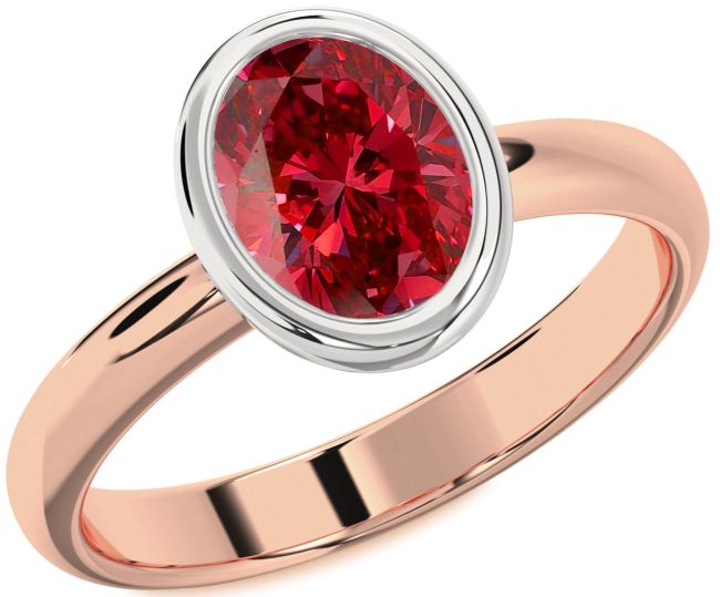Ruby Platinum & Rose Gold Oval Solitaire Engagement Ring