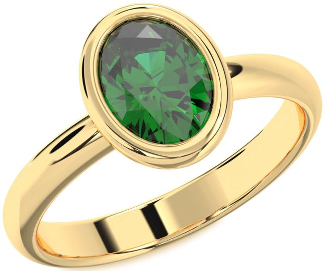 Emerald Gold Oval Solitaire Engagement Ring