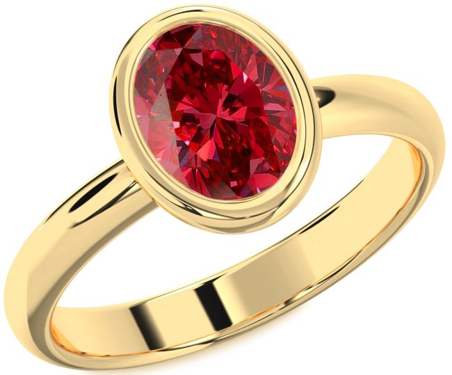 Ruby Gold Oval Solitaire Engagement Ring