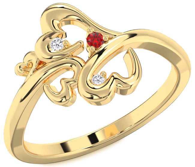 Diamond Ruby Gold Silver Heart Ring