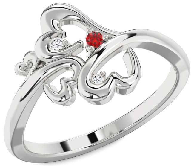 Diamond Ruby White Gold Heart Ring