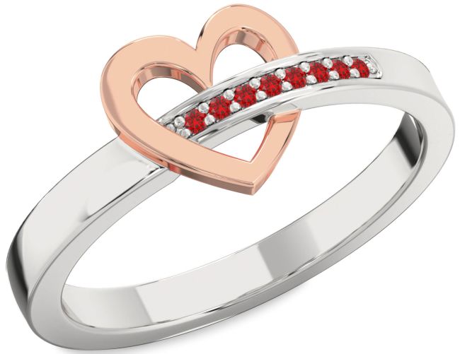 Ruby Silver & 10K Rose Gold Heart Ring
