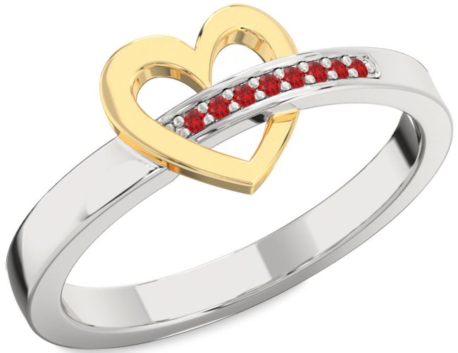 Ruby Platinum & Yellow Gold Heart Ring
